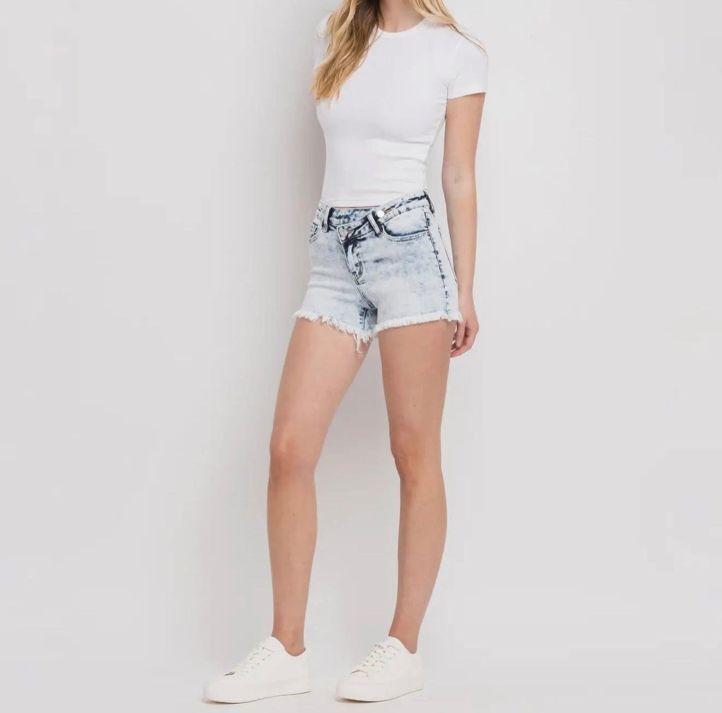 Vervet by Flying Monkey Mid Rise Crossover Waistband Shorts
