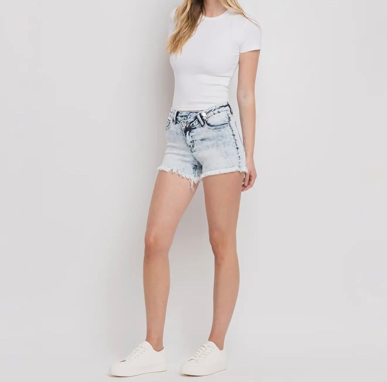 Vervet by Flying Monkey Mid Rise Crossover Waistband Shorts