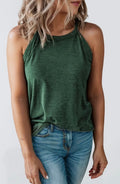 Green Round Neck Sleeveless Tank