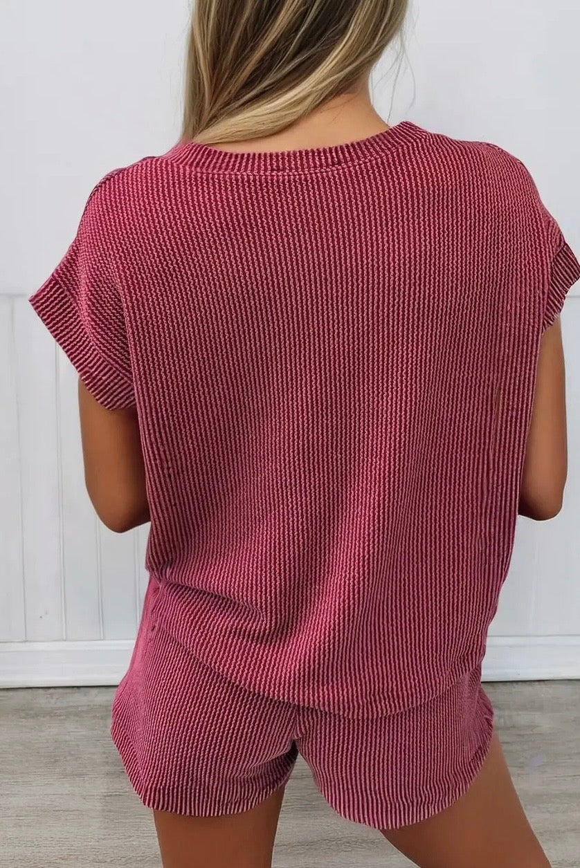 Ribbed Tee & shorts 2 piece set