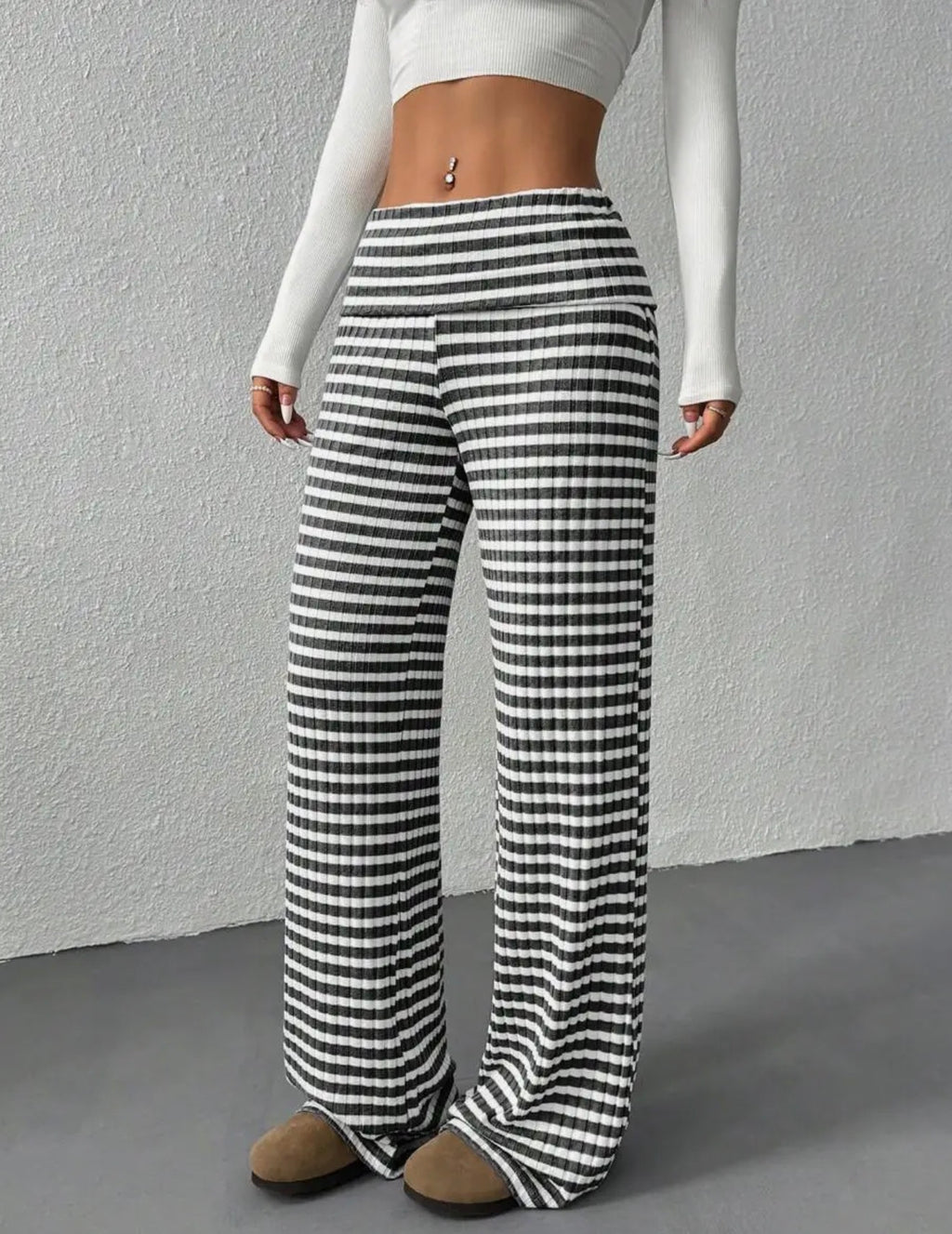 Ribbed Stripe Knit Pant