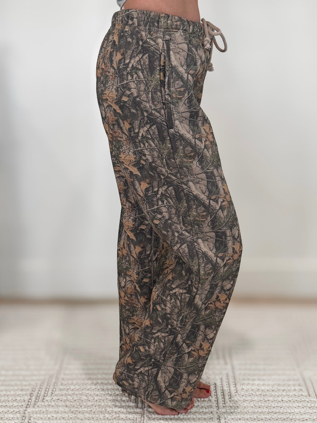 Bayou Woodland Camo Cloud Fleece Wide Leg Sweatpant